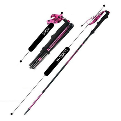 KODENOR 1Pc 110cm Professional Trekking Pole Ultralight Carbon Fiber Quick Lock Foldable Hiking Stick