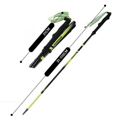 KODENOR 1Pc 110cm Professional Trekking Pole Ultralight Carbon Fiber Quick Lock Foldable Hiking Stick