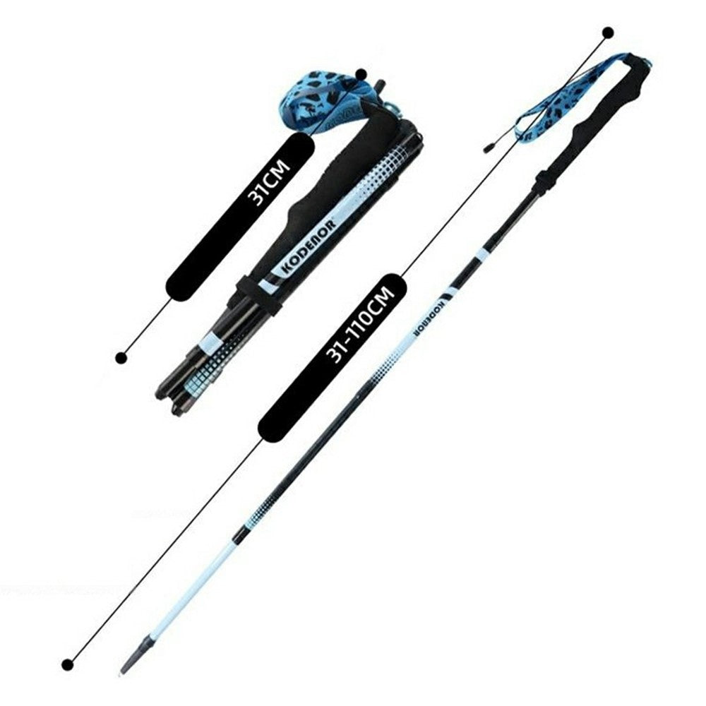 KODENOR 1Pc 110cm Professional Trekking Pole Ultralight Carbon Fiber Quick Lock Foldable Hiking Stick