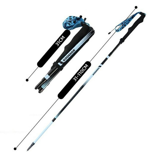 KODENOR 1Pc 110cm Professional Trekking Pole Ultralight Carbon Fiber Quick Lock Foldable Hiking Stick