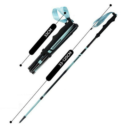 KODENOR 1Pc 120cm Professional Trekking Pole Ultralight Carbon Fiber Quick Lock Foldable Hiking Stick