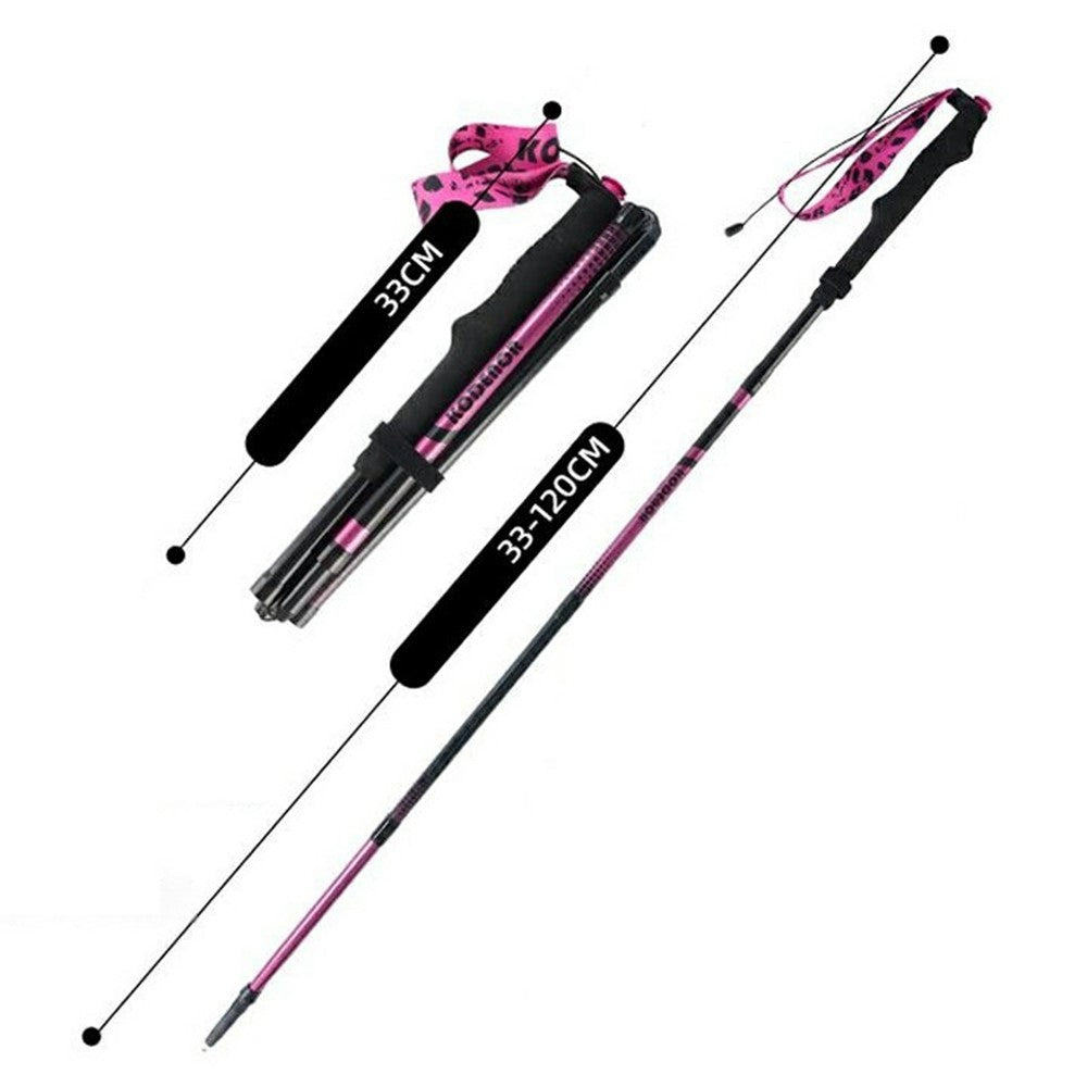 KODENOR 1Pc 120cm Professional Trekking Pole Ultralight Carbon Fiber Quick Lock Foldable Hiking Stick