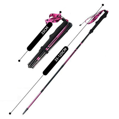 KODENOR 1Pc 120cm Professional Trekking Pole Ultralight Carbon Fiber Quick Lock Foldable Hiking Stick