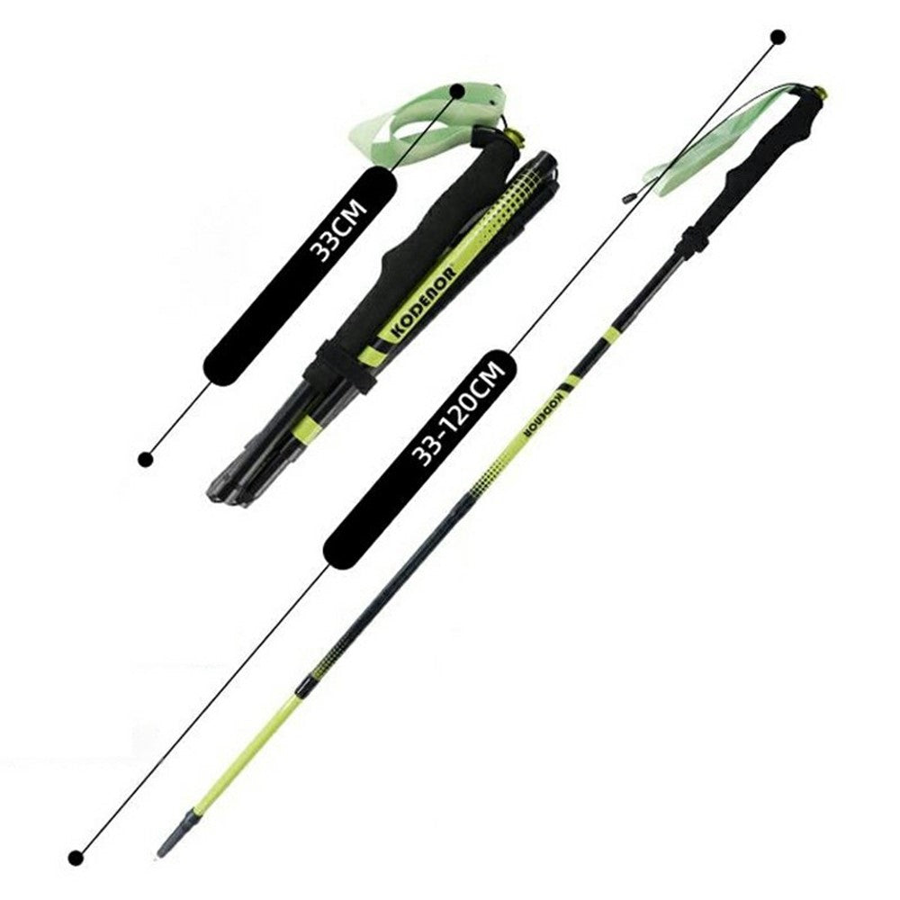 KODENOR 1Pc 120cm Professional Trekking Pole Ultralight Carbon Fiber Quick Lock Foldable Hiking Stick