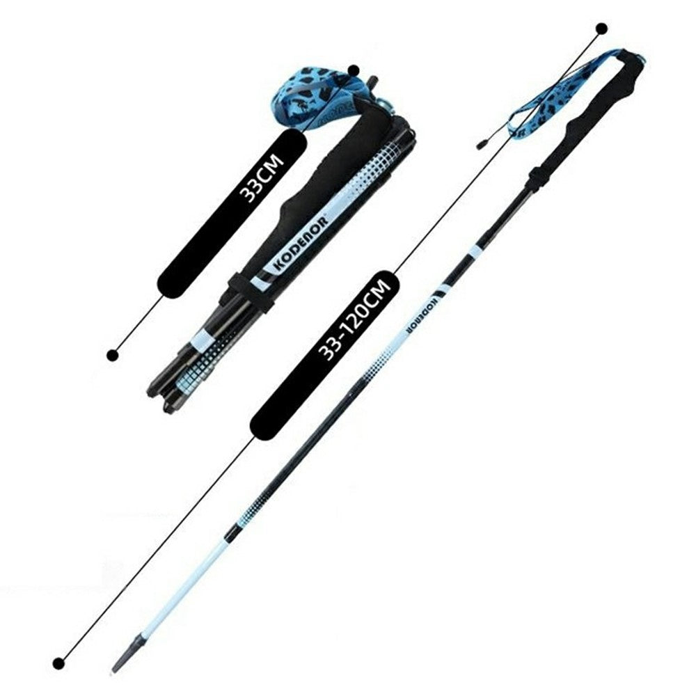 KODENOR 1Pc 120cm Professional Trekking Pole Ultralight Carbon Fiber Quick Lock Foldable Hiking Stick