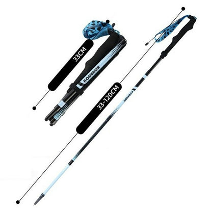 KODENOR 1Pc 120cm Professional Trekking Pole Ultralight Carbon Fiber Quick Lock Foldable Hiking Stick