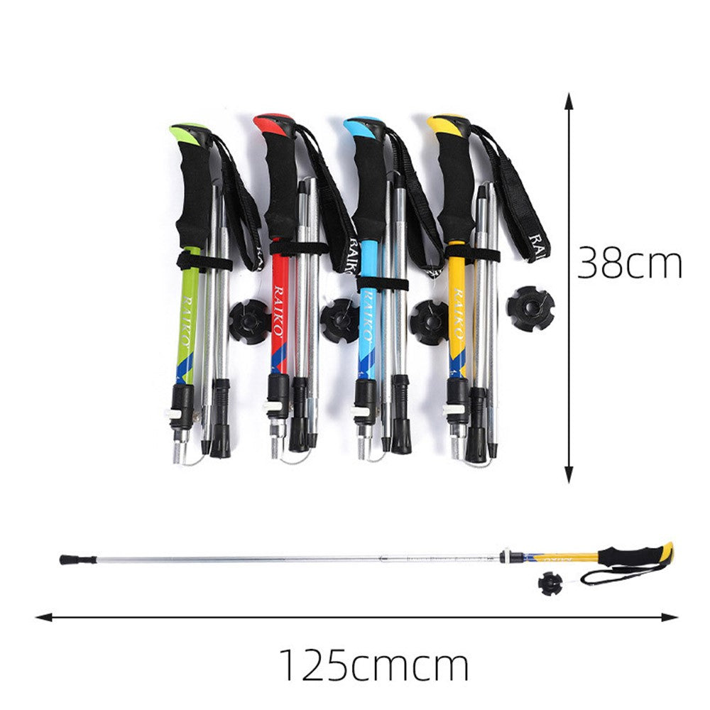RAIKO Aluminum Alloy Quick Lock Trekking Pole Anti-Shock Telescopic Walking Stick Adjustable Cane for Mountains Hiking