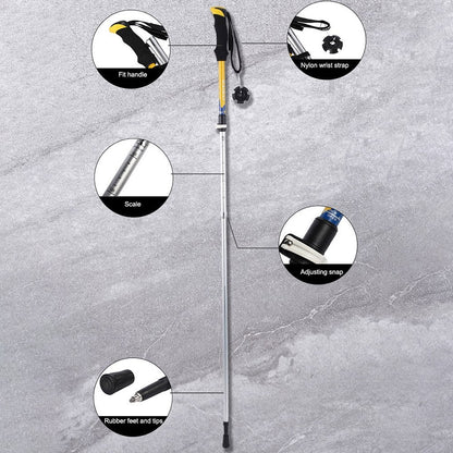 RAIKO Aluminum Alloy Quick Lock Trekking Pole Anti-Shock Telescopic Walking Stick Adjustable Cane for Mountains Hiking