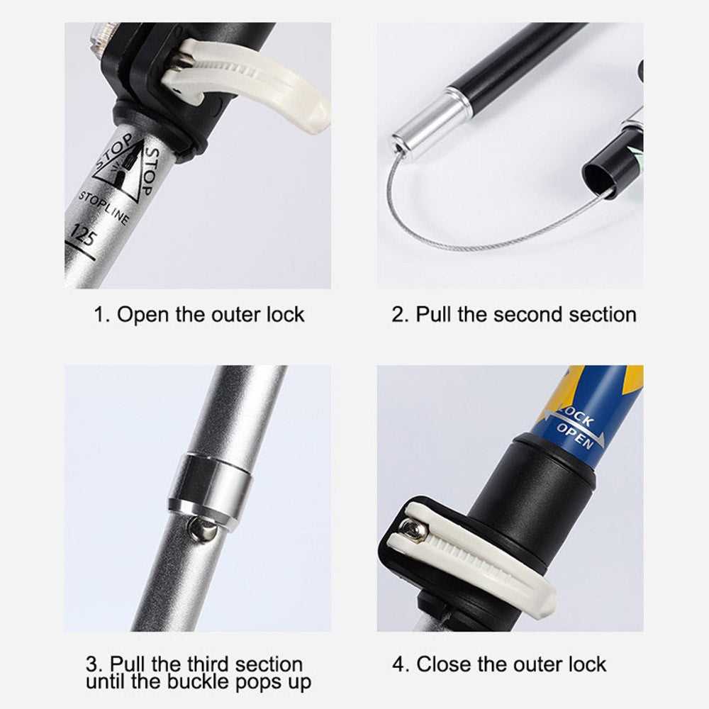 RAIKO Aluminum Alloy Quick Lock Trekking Pole Anti-Shock Telescopic Walking Stick Adjustable Cane for Mountains Hiking