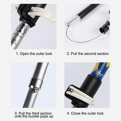 RAIKO Aluminum Alloy Quick Lock Trekking Pole Anti-Shock Telescopic Walking Stick Adjustable Cane for Mountains Hiking
