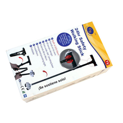 806  Elderly Folding Walking Stick Height Adjustable Aluminium Alloy Anti-Slip Stick with LED Light