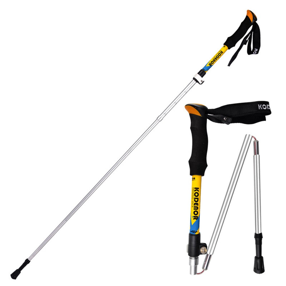 KODENOR Outdoor Trekking Pole Camping 5-Section Aluminum Alloy Walking Stick for 170-190CM Height People