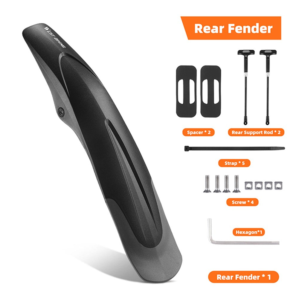 WEST BIKING YP0714025 Mountain Bike Rear  Fender with Adjustable Support Rods, Bicycle Fender for 26", 27.5", 29" Bikes