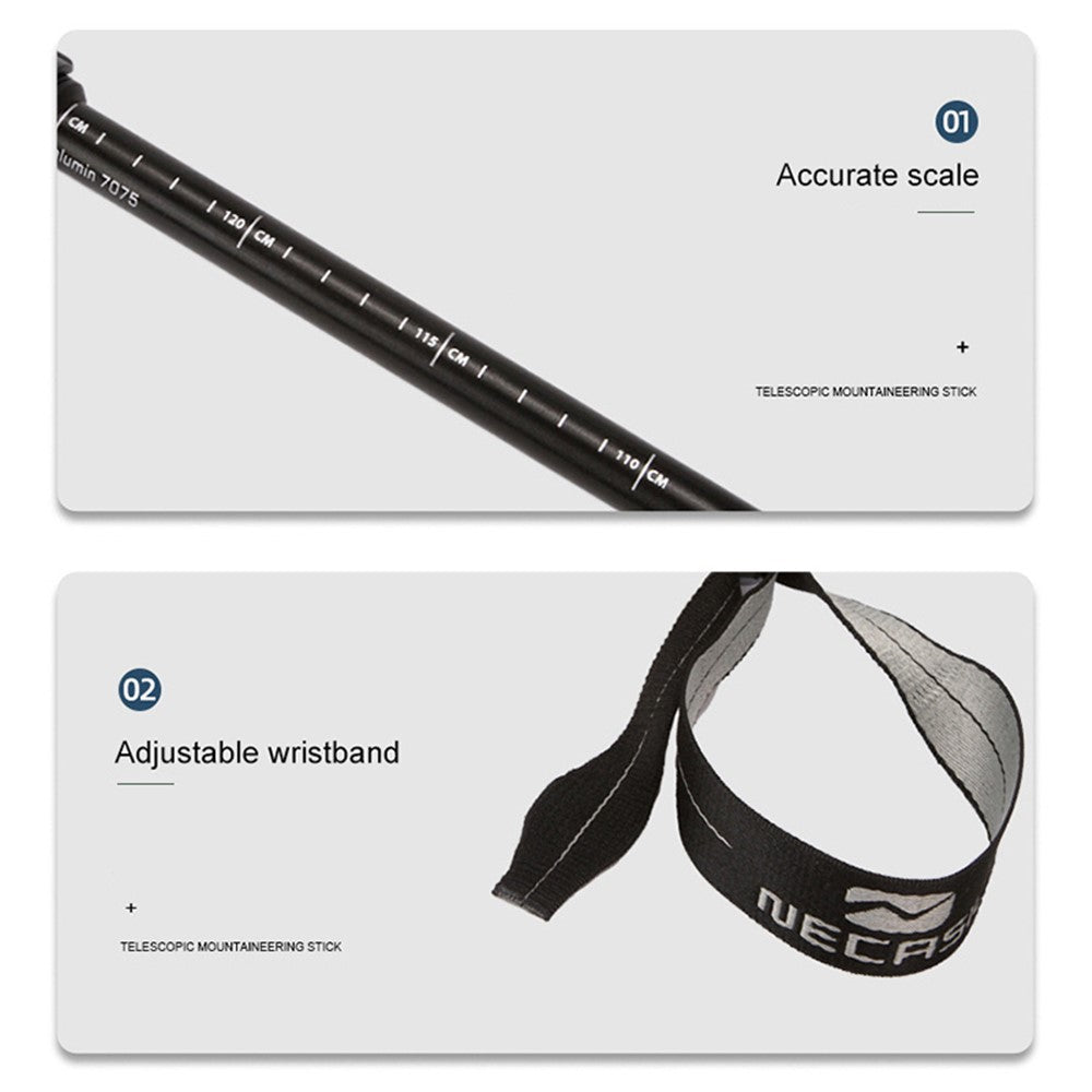 NECASIL N88 Anti-Slip Trekking Pole 33-125 CM Aluminum Alloy Folding Hiking Walking Stick