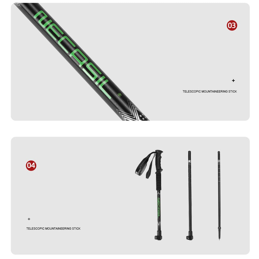 NECASIL G108 62-135CM Outdoor Walking Stick 3-Section Aluminum Alloy Trekking Pole for Camping