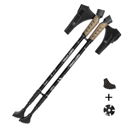 NECASIL G301 2Pcs Aviation Aluminum Alloy Alpenstock 3 Sections Telescopic Pole Embedded Lock Off-Road Hiking Stick