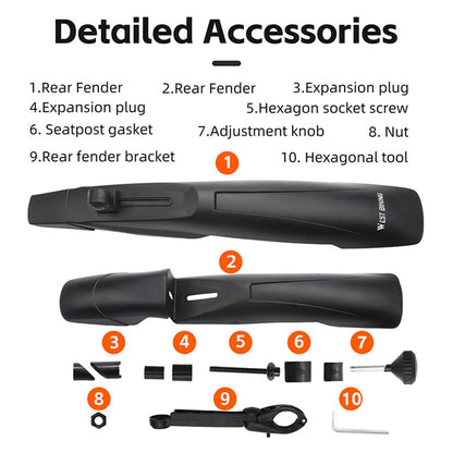 WEST BIKING YP0714026 Bike Mudguard Wheel Protector Bicycles Plastic Mud Fender