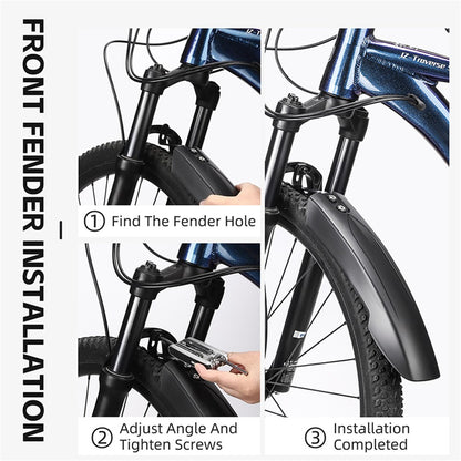 WEST BIKING YP0714027 1 Pair PP Front and Rear Mountain Bike Widened Fenders