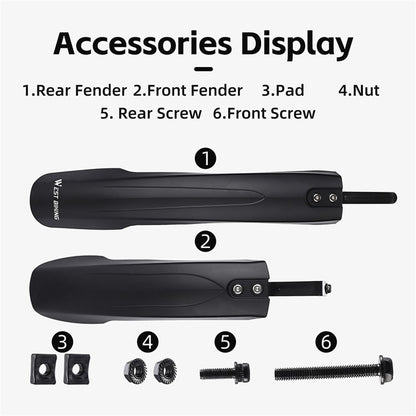 WEST BIKING YP0714027 1 Pair PP Front and Rear Mountain Bike Widened Fenders