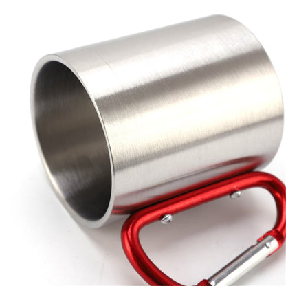220ML Stainless Steel Camping Mug Portable Outdoor Hiking Coffee Cup Drinks Cup with Carabiner (No FDA Certification)