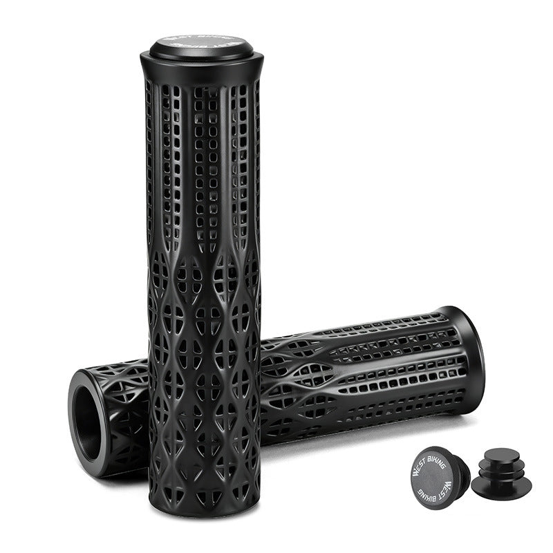 WEST BIKING YP0804095 1 Pair 3D Printed Bike Grips Shock Absorbing Breathable Anti-Slip MTB Handlebar Grips