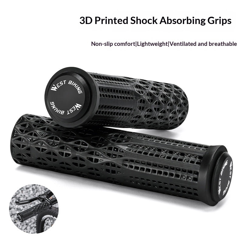 WEST BIKING YP0804095 1 Pair 3D Printed Bike Grips Shock Absorbing Breathable Anti-Slip MTB Handlebar Grips