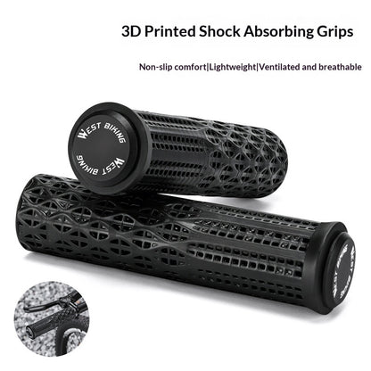 WEST BIKING YP0804095 1 Pair 3D Printed Bike Grips Shock Absorbing Breathable Anti-Slip MTB Handlebar Grips