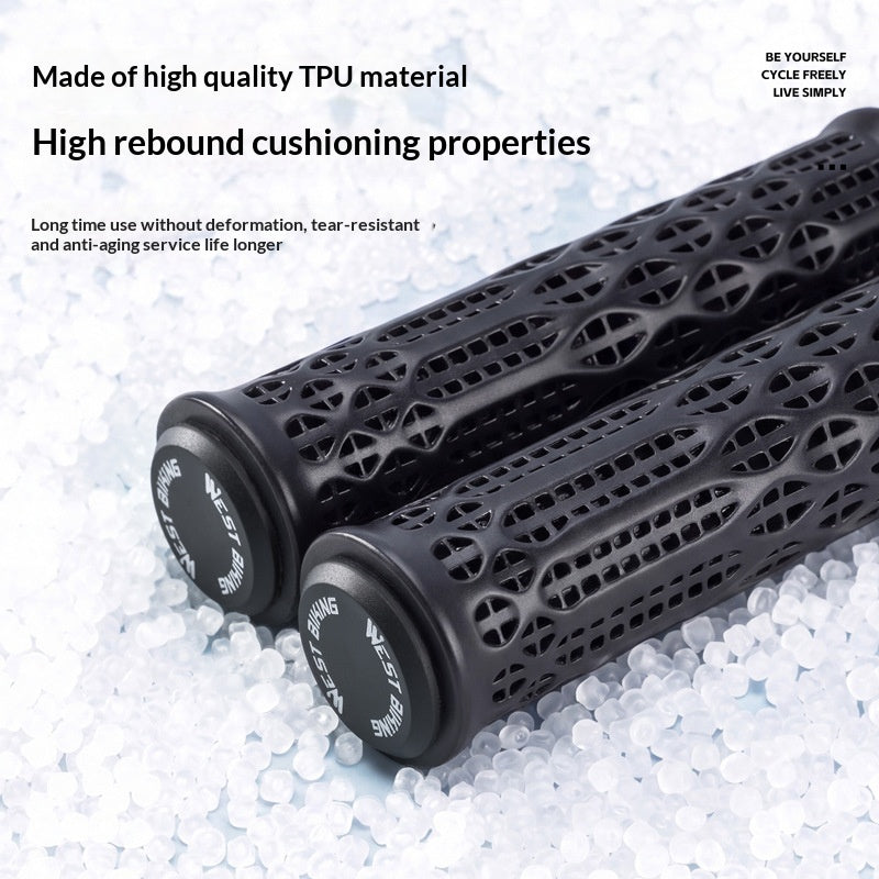 WEST BIKING YP0804095 1 Pair 3D Printed Bike Grips Shock Absorbing Breathable Anti-Slip MTB Handlebar Grips