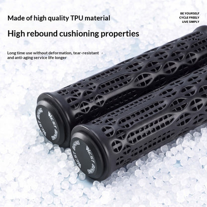 WEST BIKING YP0804095 1 Pair 3D Printed Bike Grips Shock Absorbing Breathable Anti-Slip MTB Handlebar Grips