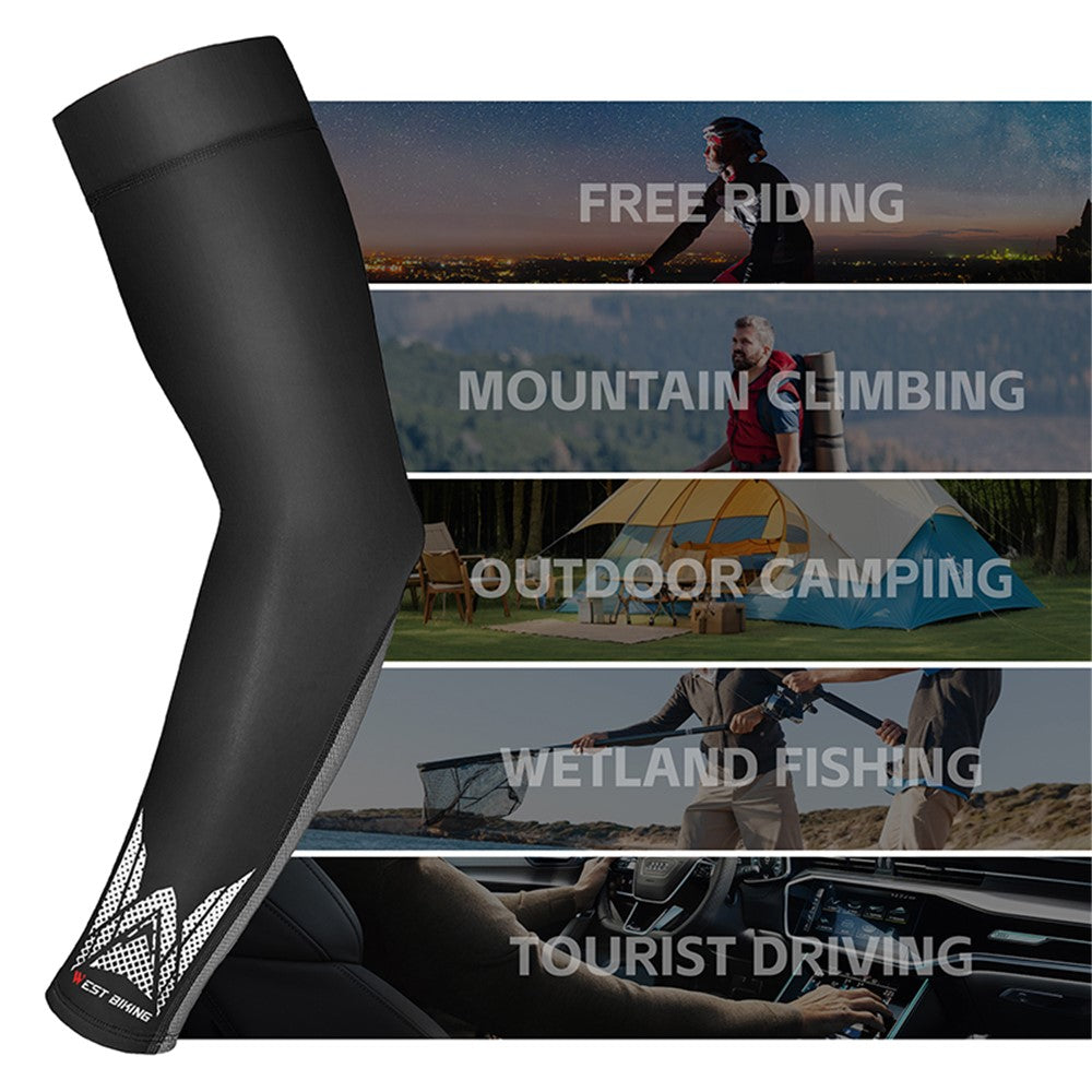 WEST BIKING YP0212125 1 Pair Unisex Ice Silk Cooling Sleeves Summer Sunscreen UV Protection Arm Sleeves