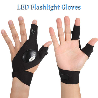1Pc Left / Right Hand Outdoor Night Fishing Cycling Fingerless Glove with LED Flashlight