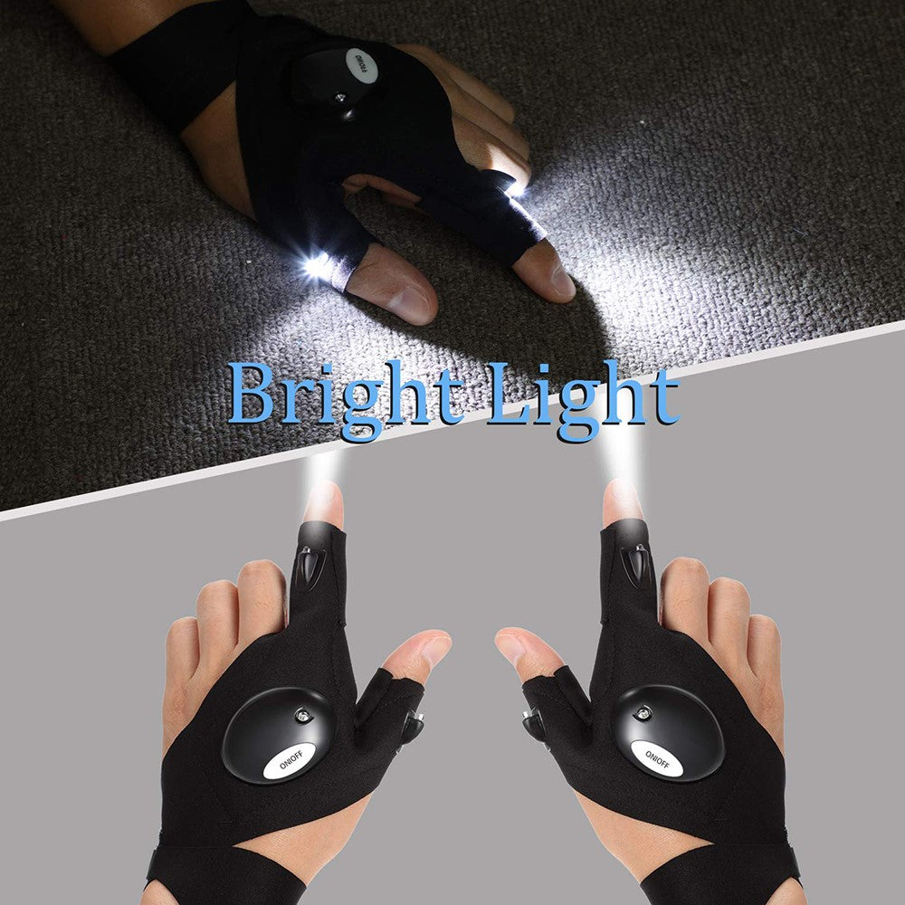 1Pc Left / Right Hand Outdoor Night Fishing Cycling Fingerless Glove with LED Flashlight