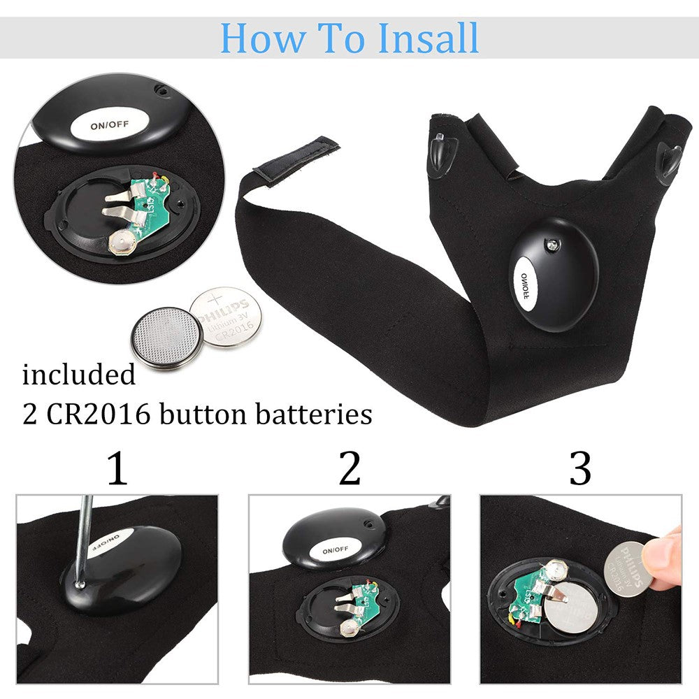 1Pc Left / Right Hand Outdoor Night Fishing Cycling Fingerless Glove with LED Flashlight