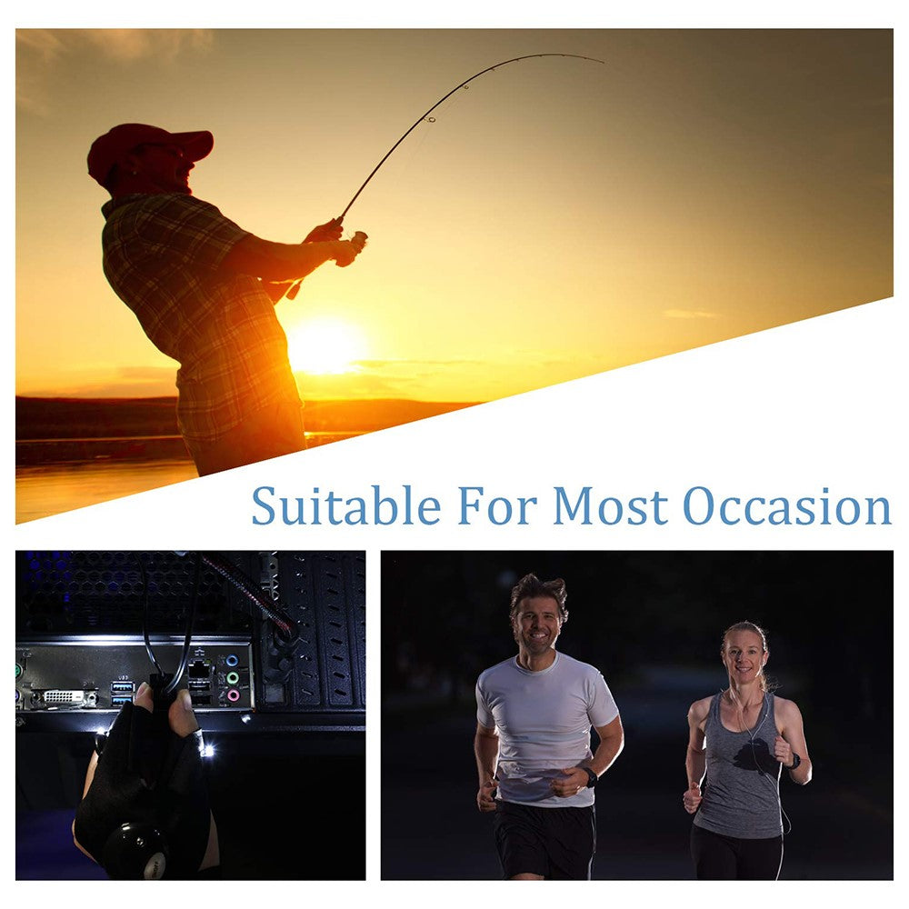 1Pc Left / Right Hand Outdoor Night Fishing Cycling Fingerless Glove with LED Flashlight