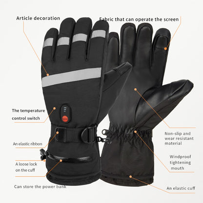 5803A02 Winter Electric Heated Gloves Waterproof Touch Screen Mittens with 4000mAh Battery (CE Certified)