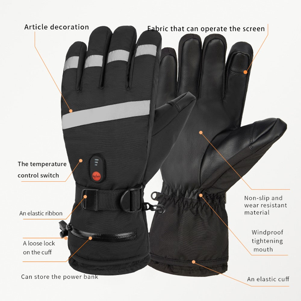 5803A02 Winter Electric Heated Gloves Waterproof Touch Screen Mittens with 6000mAh Battery (CE Certified)