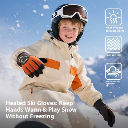 DRST42 Children Winter Cycling Ski Gloves Thickened Plush Lining Windproof Waterproof Warm Mittens