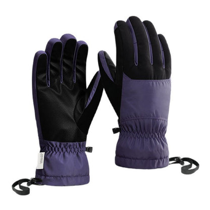 SK45 1 Pair Skiing Winter Outdoor Gloves Waterproof Warm Touchscreen Leather Palm Anti Wear Unisex Gloves