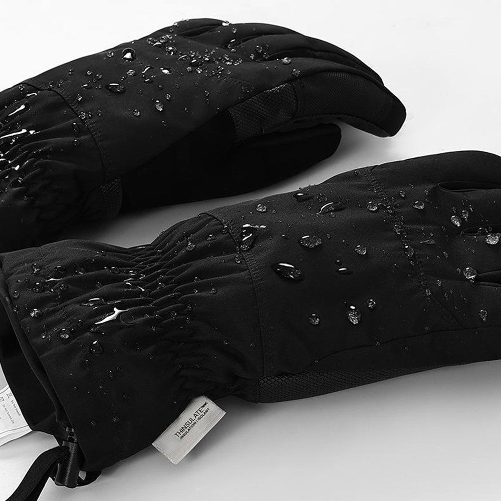 SK45 1 Pair Skiing Winter Outdoor Gloves Waterproof Warm Touchscreen Leather Palm Anti Wear Unisex Gloves