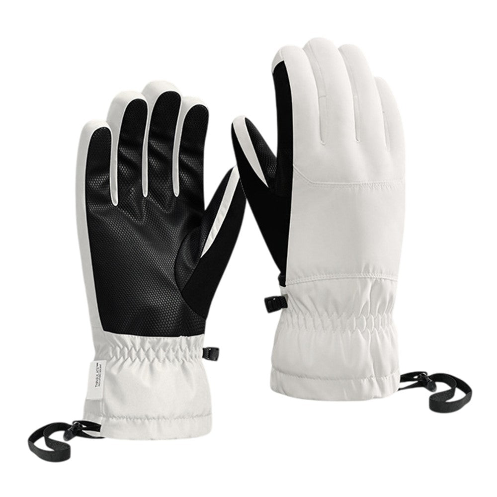 SK45 1 Pair Skiing Winter Outdoor Gloves Waterproof Warm Touchscreen Leather Palm Anti Wear Unisex Gloves