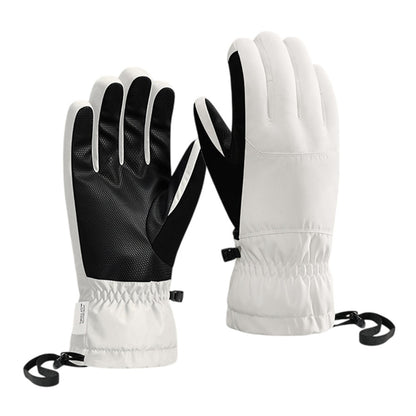 SK45 1 Pair Skiing Winter Outdoor Gloves Waterproof Warm Touchscreen Leather Palm Anti Wear Unisex Gloves
