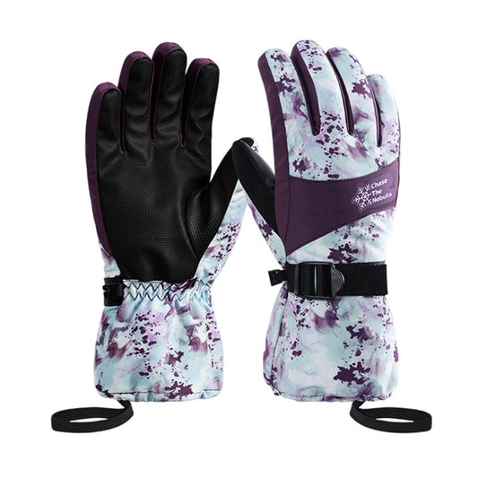 1 Pair Waterproof Winter Outdoor Ski Gloves Windproof Touchscreen Warm Gloves with Thermal Fleece Lining for Cycling Cold Weather