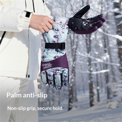 1 Pair Waterproof Winter Outdoor Ski Gloves Windproof Touchscreen Warm Gloves with Thermal Fleece Lining for Cycling Cold Weather