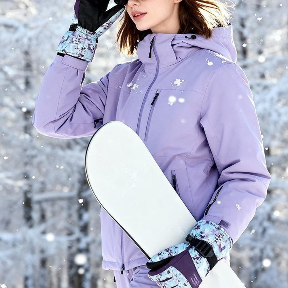 1 Pair Waterproof Winter Outdoor Ski Gloves Windproof Touchscreen Warm Gloves with Thermal Fleece Lining for Cycling Cold Weather