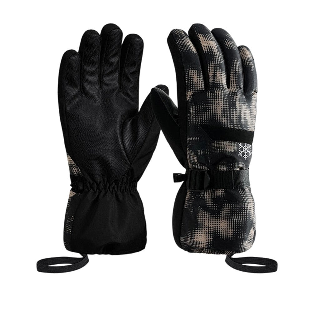 1 Pair Waterproof Winter Outdoor Ski Gloves Windproof Touchscreen Warm Gloves with Thermal Fleece Lining for Cycling Cold Weather