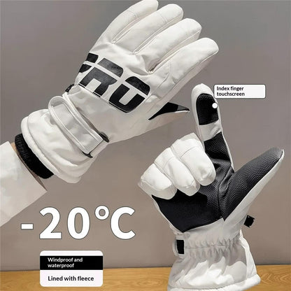 1 Pair Men Women Winter Gloves Fleece Liner Windproof Waterproof Touchscreen Mittens for Cycling Skiing