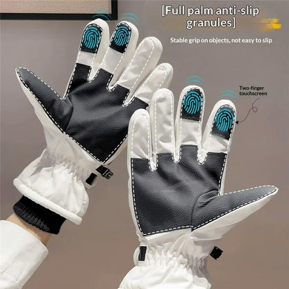 1 Pair Men Women Winter Gloves Fleece Liner Windproof Waterproof Touchscreen Mittens for Cycling Skiing