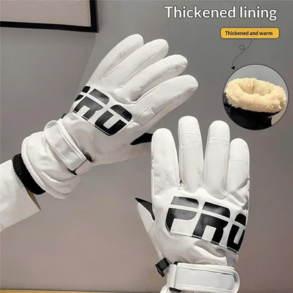 1 Pair Men Women Winter Gloves Fleece Liner Windproof Waterproof Touchscreen Mittens for Cycling Skiing