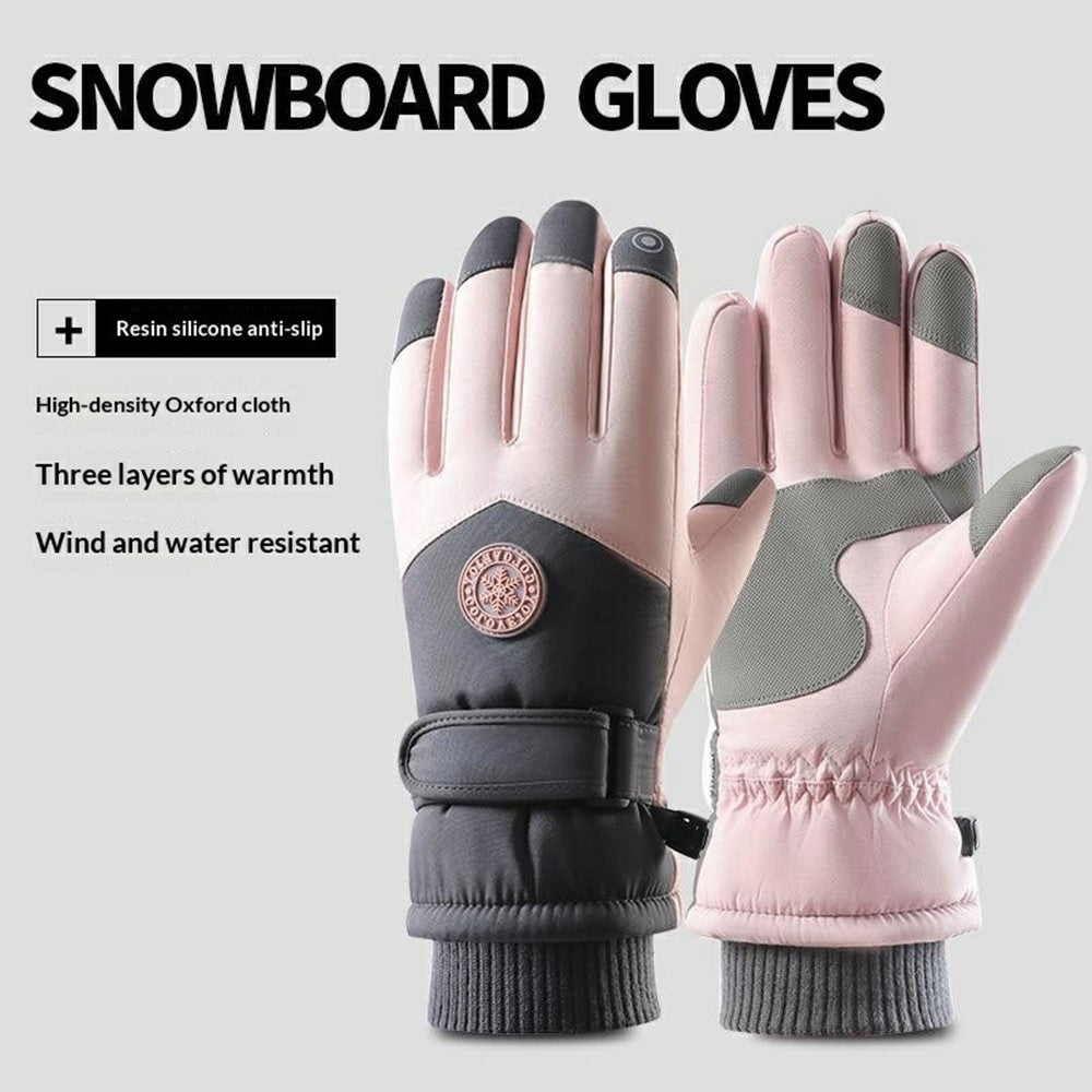 1 Pair Winter Ski Gloves Waterproof Windproof Warm Thick Anti-slip Touchscreen Mittens for Men Women