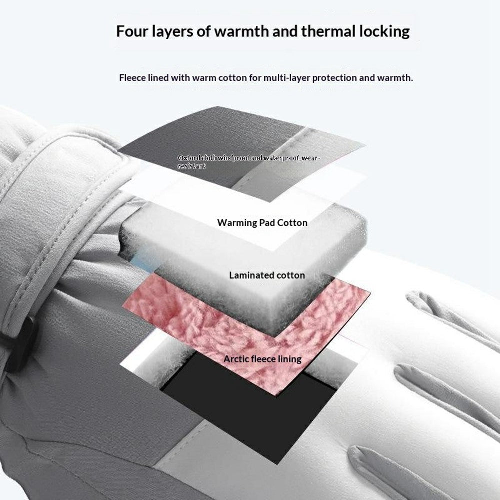 1 Pair Winter Ski Gloves Waterproof Windproof Warm Thick Anti-slip Touchscreen Mittens for Men Women
